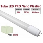 Tubo LED T8 600mm Nano PC 9W, conexión 1 lado, Caja de 25 ud x3,60€ ud.