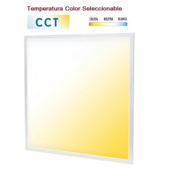 Panel LED Backlight 600X600mm 28W 5000Lm Marco Blanco CCT Seleccionable, con cable de alimentación de 1,5 m
