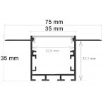 Perfil Aluminio Empotrar integración obras, para tiras LED hasta 32mm, barra 2 Metros - completo-