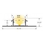 Perfil Aluminio Empotrar integración obras modelo B, para tiras LED hasta 20mm, barra 2 Metros - completo- (desde 8,00€/m)