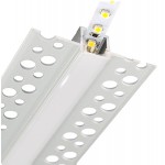 Perfil Aluminio Empotrar integración obras, para tiras LED hasta 9mm, barra 2 Metros - completo- (a 8,50€/m)