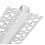 Perfil Aluminio Empotrar Flexible integración obras, para tiras LED hasta 9mm, barra 2 Metros