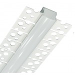 Perfil Aluminio Empotrar Flexible integración obras, para tiras LED hasta 12mm, barra 2 Metros