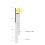Perfil Aluminio Empotrar integración obras modelo B 1 ala, para tiras LED hasta 9mm, barra 2 Metros - completo- (a 7,00€/m)
