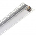 Perfil Aluminio Empotrar integración obras modelo B, para tiras LED hasta 20mm, barra 3 Metros - completo- 