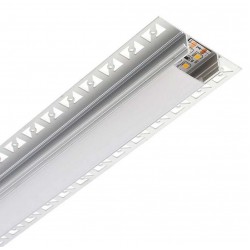 Perfil Aluminio Empotrar integración obras modelo B, para tiras LED hasta 20mm, barra 3 Metros - completo- 