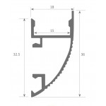 Perfil Aluminio Superficie pared Cornisa Blanco PRO 18x36mm. para tiras LED, barra de 3 Metros