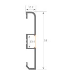 Perfil Rodapié aluminio lacado Blanco PRO 58x10,2mm para tiras LED, barra 2 Metros