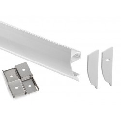 Perfil Aluminio Superficie pared Cornisa ECO 17x42mm. para tiras LED, barra de 2 Metros - Completo -
