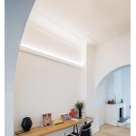 Perfil Aluminio Superficie pared Cornisa Blanco 56x65mm. para tiras LED, barra de 2 Metros
