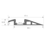 Perfil suelo aluminio anodizado Negro 57,1x10,80mm para tiras LED, barra 2 ó 3 Metros