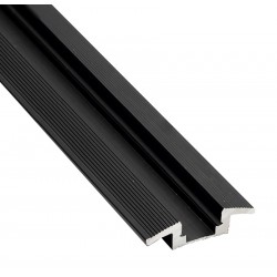 Perfil suelo aluminio anodizado Negro 38,1x10,80mm para tiras LED, barra 2 Metros