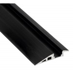 Perfil suelo aluminio anodizado Negro 57,1x10,80mm para tiras LED, barra 2 ó 3 Metros