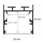 Perfil Aluminio anodizado Plata Superficie Colgar 35x35mm. para tiras LED, barra 2 Metros -completo-
