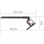 Perfil escalera aluminio anodizado 53,5x20,5mm para tiras LED, barra 2,40 Metros