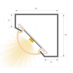 Perfil Aluminio Angulo Blanco 55x55mm. para tiras LED, barra 2 Metros