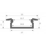 Perfil Aluminio Empotrar BASIC Negro 23x8mm. para tiras LED, barra 2 Metros -completo- Perfil Aluminio Empotrar BASIC Negro 23x8mm. para tiras LED, barra 2 Metros -completo-