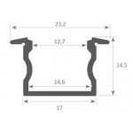 Perfil Aluminio Empotrar BASIC Blanco 23x15mm. para tiras LED, barra 2 Metros -completo- (a 12,00€/mt.)