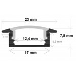 Perfil Aluminio Empotrar ECO 23x8mm. para tiras LED, barra 2 Metros -completo- Plata, Negro ó Blanco (desde 3,50€/mt.) Perfil Aluminio Empotrar ECO 23x8mm. para tiras LED, barra 2 Metros -completo- Plata, Negro ó Blanco (desde 3,50€/mt.)
