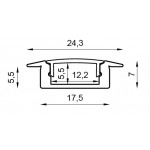 Perfil Aluminio Empotrar LINE Blanco 24x7mm. para tiras LED, barra 2 Metros