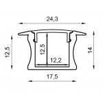 Perfil Aluminio Empotrar LINE Negro 24x14mm. para tiras LED, barra 2 ó 3 Metros