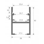Perfil empotrar suelo pisable aluminio anodizado 28x40mm para tiras LED, barra 2 Metros
