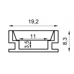 Perfil empotrar suelo pisable aluminio anodizado 19,2x8,3mm para tiras LED, barra 3 Metros