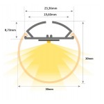Perfil Aluminio anodizado con difusor Redondo ECO 30mm., barra 2 Metros -completo- desde 6,00€/mt
