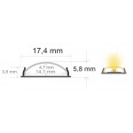 Perfil Aluminio Anodizado Superficie Flexible 18x6mm. para tiras LED, barra de 2 Metros -completo- Perfil Aluminio Anodizado Superficie Flexible 18x6mm. para tiras LED, barra de 2 Metros -completo-