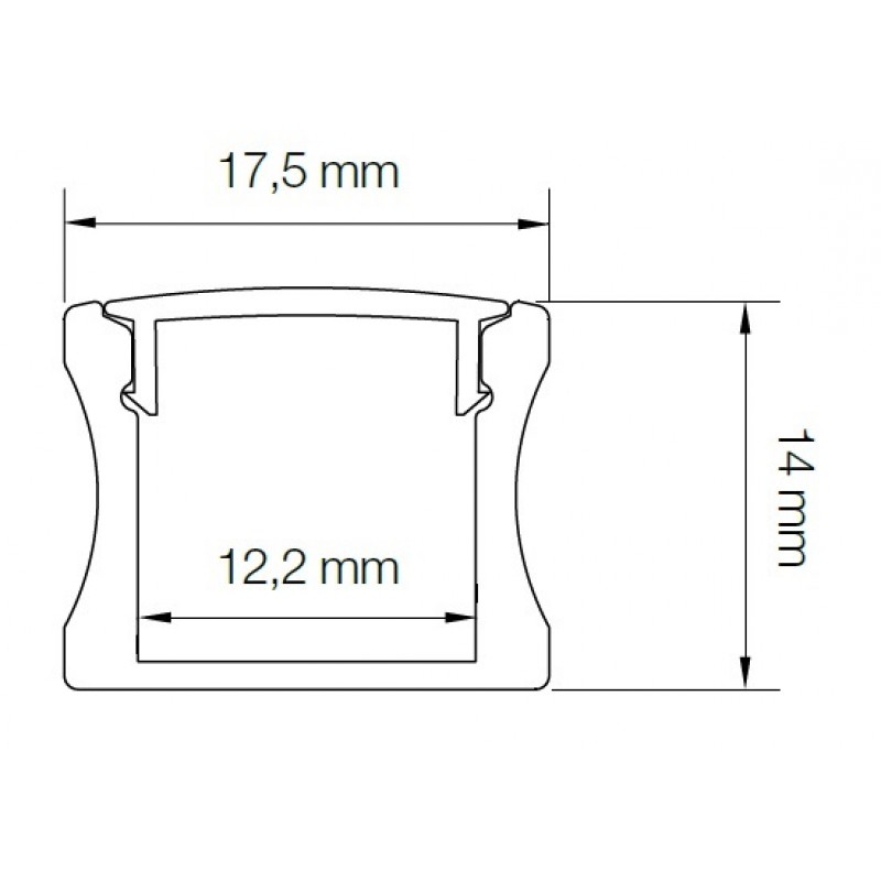 Perfil LED doble alto de superficie de 17x14,5 mm