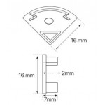 Tapa Final blanca Salida Cable Perfil Aluminio Angulo ECO 16x16mm