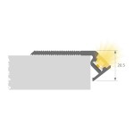 Perfil escalera aluminio anodizado 53,5x20,5mm para tiras LED, barra 2,40 Metros