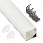Perfil Aluminio Angulo 16x16mm. ECO para tiras LED, barra 2 Metros -Completo- a 3€/metro