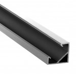 Perfil Aluminio anodizado Angulo Plata 18x18mm. BASIC para tiras LED, barra 2 mts.