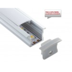 Perfil Aluminio Empotrar BASIC Blanco 23x15mm. para tiras LED, barra 2 Metros -completo- (a 12,00€/mt.)