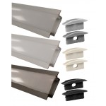 Perfil Aluminio Empotrar ECO 23x7mm. para tiras LED, barra 2 Metros -completo- Plata, Negro ó Blanco (desde 2,50€/mt.)