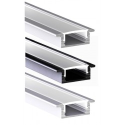 Perfil Aluminio Empotrar ECO 23x8mm. para tiras LED, barra 2 Metros -completo- Plata, Negro ó Blanco (desde 3,50€/mt.)