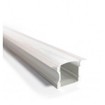 Perfil Aluminio Empotrar ECO 23x15mm. para tiras LED, barra 2 Metros -completo- Plata, Negro ó Blanco (a 6,45€/mt.)