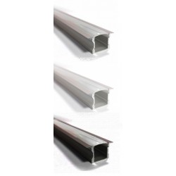 Perfil Aluminio Empotrar ECO 23x15mm. para tiras LED, barra 2 Metros -completo- Plata, Negro ó Blanco (a 6,45€/mt.)