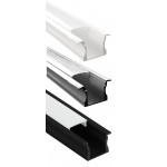 Perfil Aluminio Empotrar ECO 24x15mm. para tiras LED, barra 2 Metros -completo- Plata, Negro ó Blanco (a 6,00€/mt.)