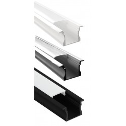 Perfil Aluminio Empotrar ECO 24x15mm. para tiras LED, barra 2 Metros -completo- Plata, Negro ó Blanco (a 6,00€/mt.)