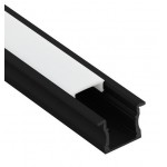 Perfil Aluminio Empotrar ECO 24x15mm. para tiras LED, barra 2 Metros -completo- Plata, Negro ó Blanco (a 6,00€/mt.)