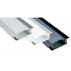 Perfil Aluminio Empotrar ECO 25x7mm. para tiras LED, barra 2 Metros -completo-