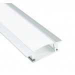 Perfil Aluminio Empotrar ECO 25x7mm. para tiras LED, barra 2 Metros -completo-