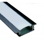 Perfil Aluminio Empotrar ECO 25x7mm. para tiras LED, barra 2 Metros -completo-
