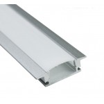 Perfil Aluminio Empotrar ECO 25x7mm. para tiras LED, barra 2 Metros -completo-
