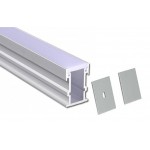 Perfil Empotrar Pisable Suelo de aluminio anodizado en plata 21,80x25,60mm, barra 2 Metros -Completo- (a 12,00€/mt)