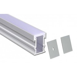 Perfil Empotrar Pisable Suelo de aluminio anodizado en plata 21,80x25,60mm, barra 2 Metros -Completo- (a 12,00€/mt)