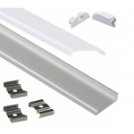 Perfil Aluminio Anodizado Superficie Flexible 18x6mm. para tiras LED, barra de 2 Metros -completo- Perfil Aluminio Anodizado Superficie Flexible 18x6mm. para tiras LED, barra de 2 Metros -completo-