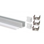 Perfil Aluminio Superficie ECO Blanco 17x14,5mm. para tiras LED, barra de 2 Metros - completo- (a 7,50€/mt)
